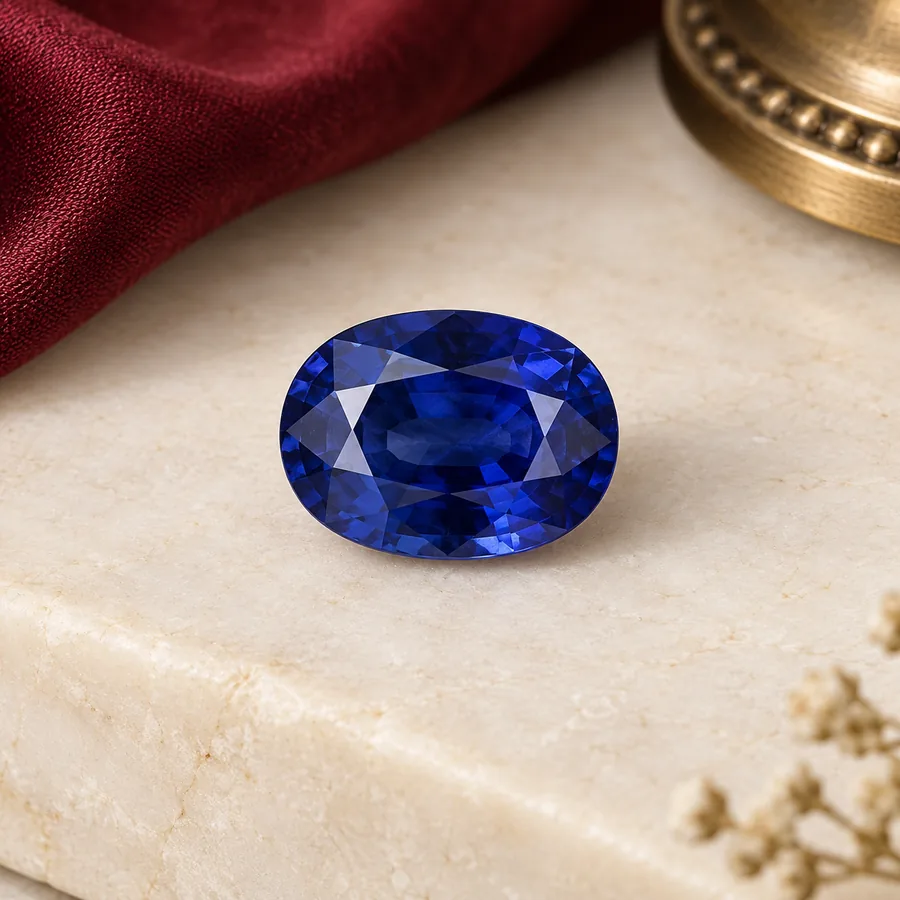 Blue Sapphire (Neelam) — Loose Gemstone — full product view; original illustrative product photography