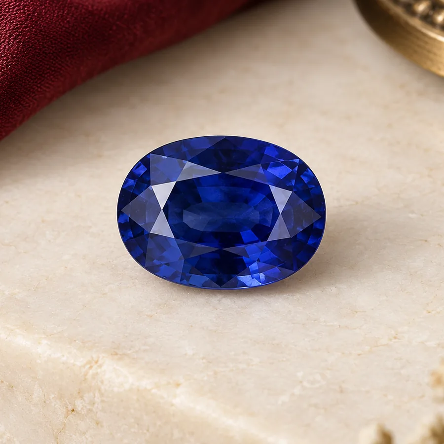 Blue Sapphire (Neelam) — Loose Gemstone — closer product detail; original illustrative product photography