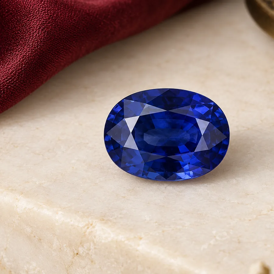 Blue Sapphire (Neelam) — Loose Gemstone — left-framed detail; original illustrative product photography