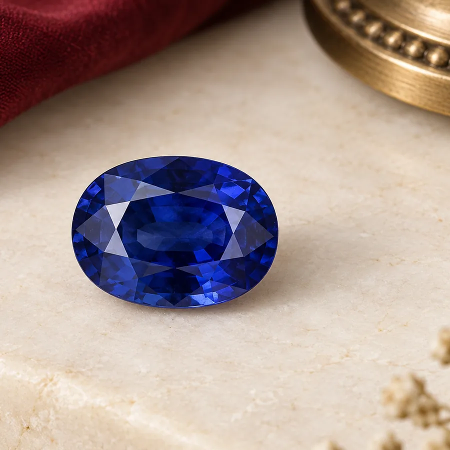 Blue Sapphire (Neelam) — Loose Gemstone — right-framed detail; original illustrative product photography