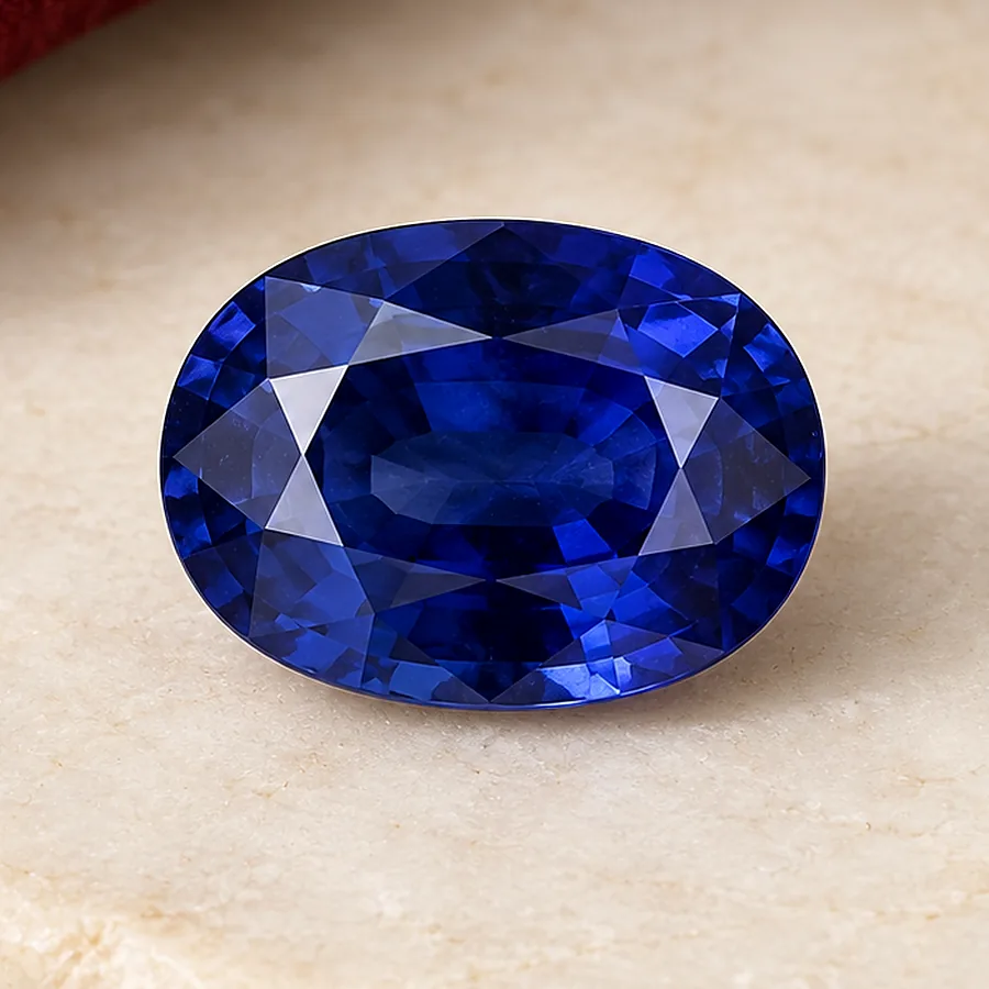Blue Sapphire (Neelam) — Loose Gemstone — macro material detail; original illustrative product photography