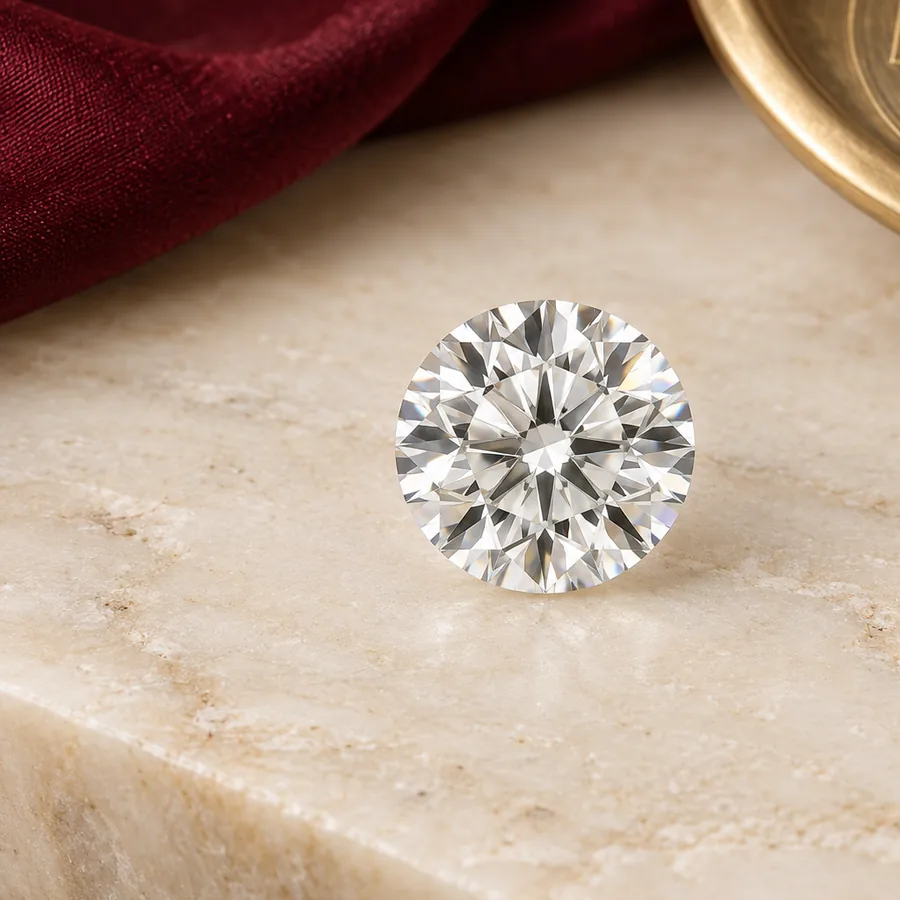 Diamond (Heera) — Loose Brilliant Cut Stone — left-framed detail; original illustrative product photography