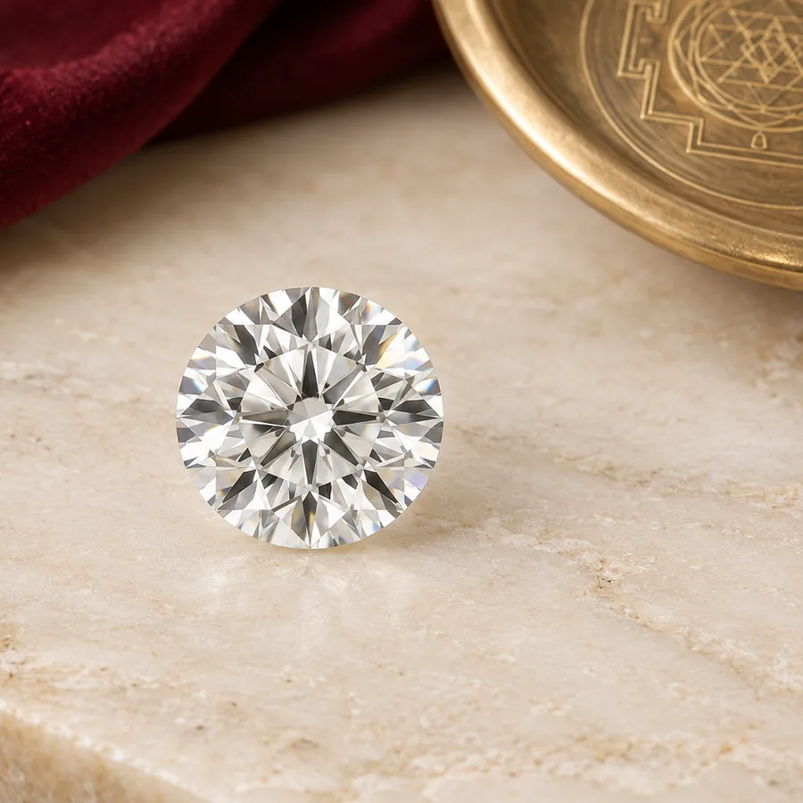 Diamond (Heera) — Loose Brilliant Cut Stone — right-framed detail; original illustrative product photography