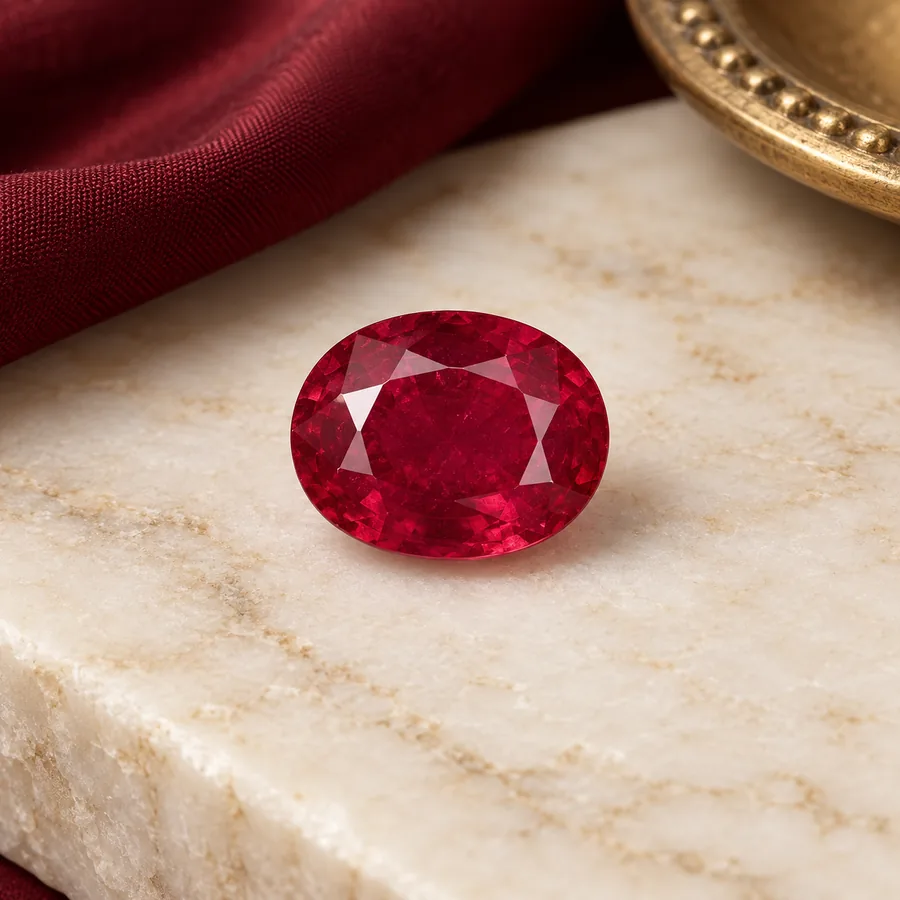Ruby (Manik) — Loose Gemstone — full product view; original illustrative product photography