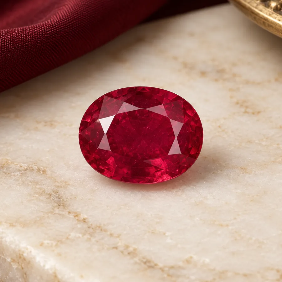 Ruby (Manik) — Loose Gemstone — closer product detail; original illustrative product photography