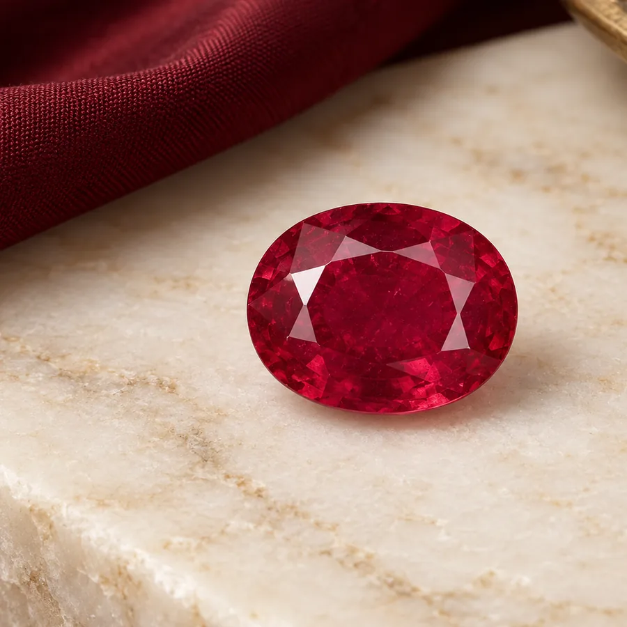 Ruby (Manik) — Loose Gemstone — left-framed detail; original illustrative product photography