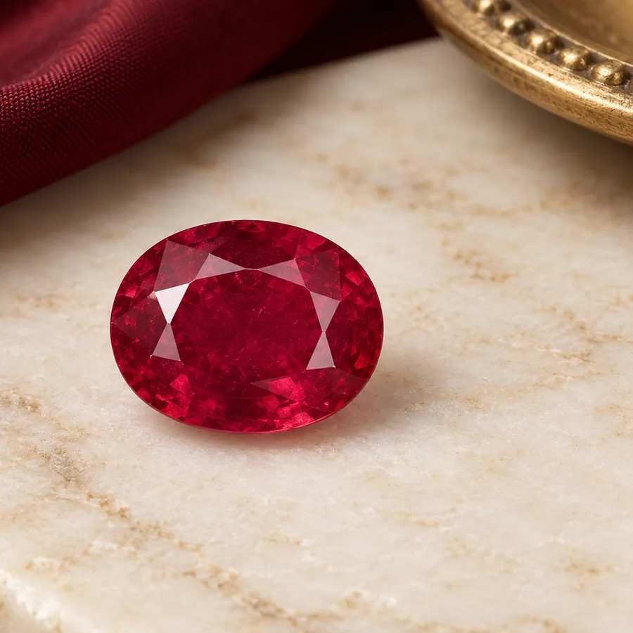 Ruby (Manik) — Loose Gemstone — right-framed detail; original illustrative product photography