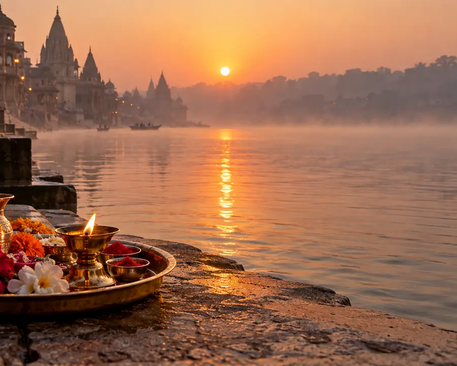 Deep Daan At Ayodhya — illustrative view 3 Deep Daan At Ayodhya — offerings and sacred materials; original illustrative service photograph